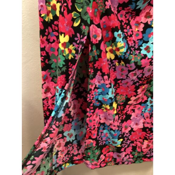 FUTURE COLLECTIVE NWOT Kahlana Barfield Brown Floral Midi Dress High Slit S HOT - Picture 6 of 7